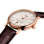 Tissot Carson Premium Powermatic 80 White Dial Brown Leather Strap Watch For Men - T122.407.36.031.00