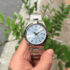 Tissot Gentleman Powermatic 80 Silicium Ice Blue Silver Steel Strap Watch For Men - T127.407.11.351.00