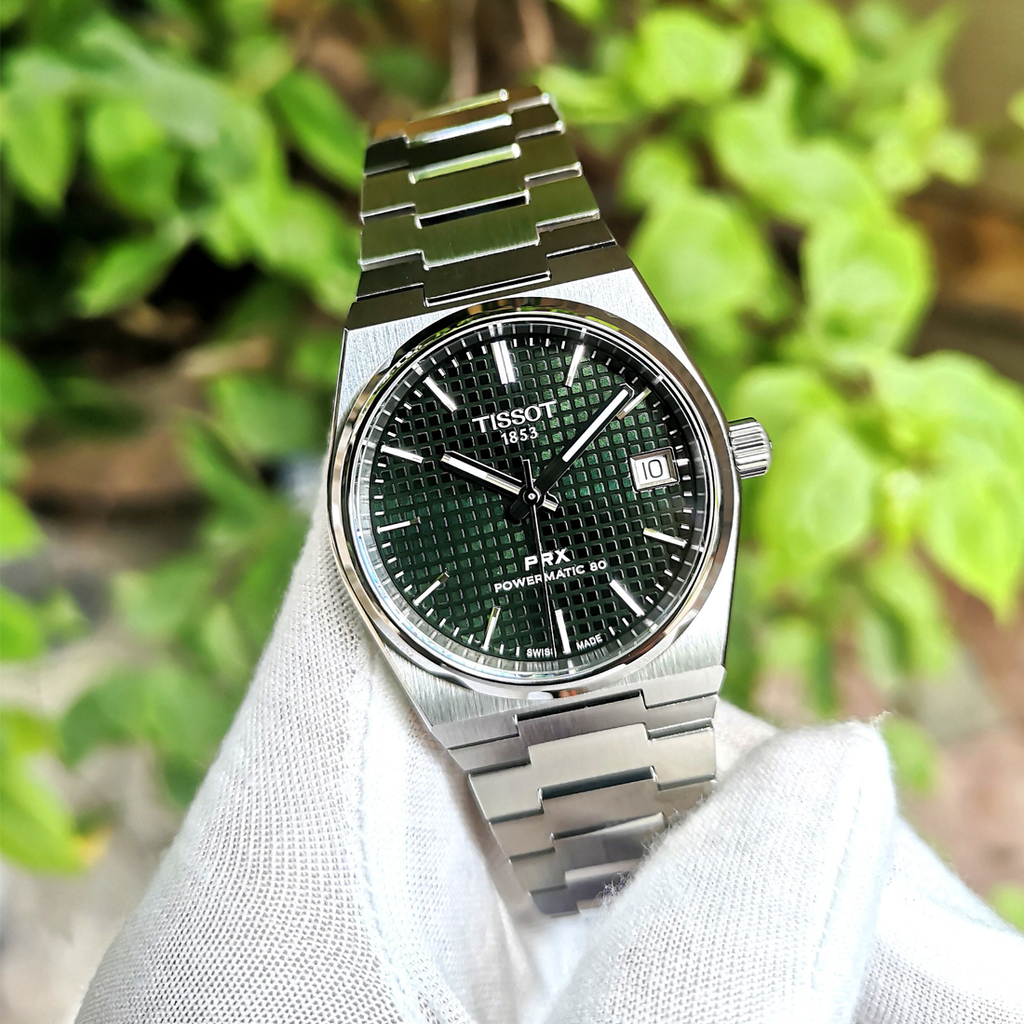 Tissot PRX Powermatic 80 Green Dial Silver Steel Strap Watch for Men - T137.207.11.091.00