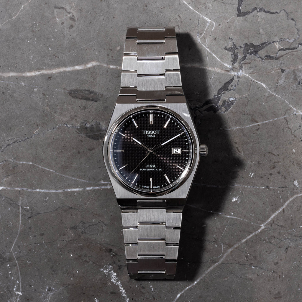 Tissot PRX Powermatic 80 Black Dial Silver Steel Strap Watch for Men - T137.407.11.051.00