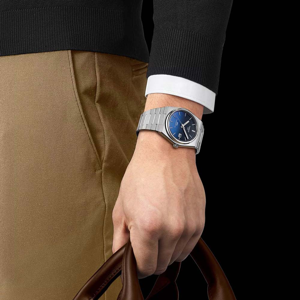 Tissot Powermatic 80 Automatic Gradient Blue Dial Silver Steel Strap Watch for Men - T137.407.11.051.01