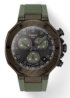 Tissot T Race Chronograph Black Dial Green Rubber Strap Watch for Men - T141.417.37.061.02