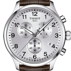 Tissot T Sport Chrono XL Classic Silver Dial Brown Leather Strap Watch For Men - T116.617.16.037.00