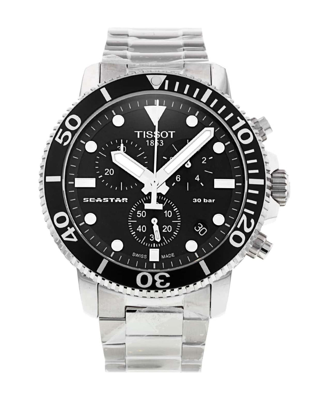 Tissot Seastar 1000 Chronograph Black Dial Silver Steel Strap Watch For Men - T120.417.11.051.00