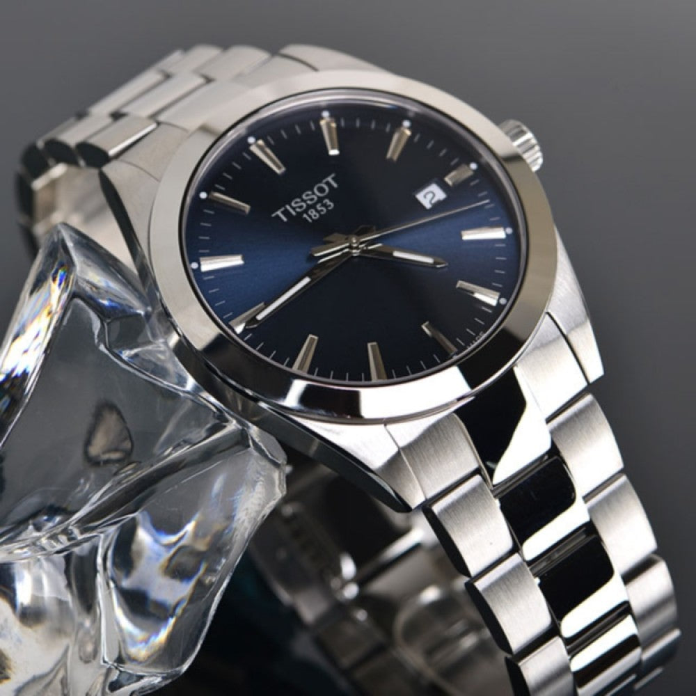Tissot Gentleman Blue Dial Silver Steel Strap Watch For Men - T127.410.11.041.00