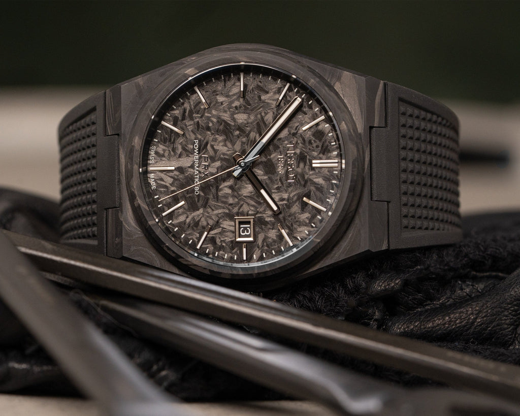 Tissot PRX Powermatic 80 Carbon Black Dial Black Rubber Strap Watch for Men - T137.907.97.201.00