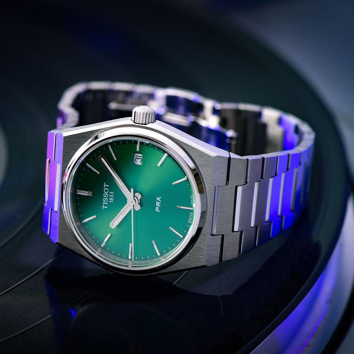 Tissot PRX Green Dial Silver Steel Strap Watch for Women - T137.210.11.081.00