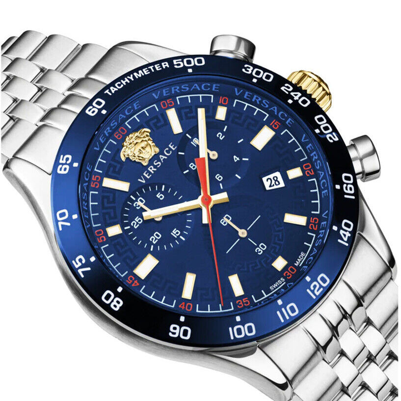 Versace Hellenyium Chronograph Men's Blue Silver Watch