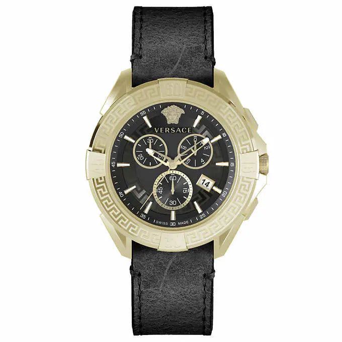 Versace Men's Watch Chrono Sporty 46mm Black Gold