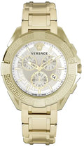 Versace Men's Watch Chrono Sporty 46mm White Gold Bracelet