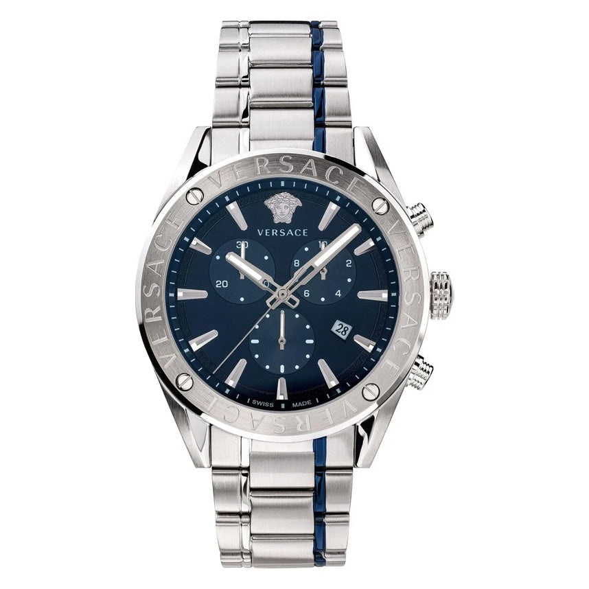 Versace Men's Watch V-Chrono Blue Bracelet