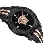Versace V-Code Quartz Men's Black Rose Gold Watch