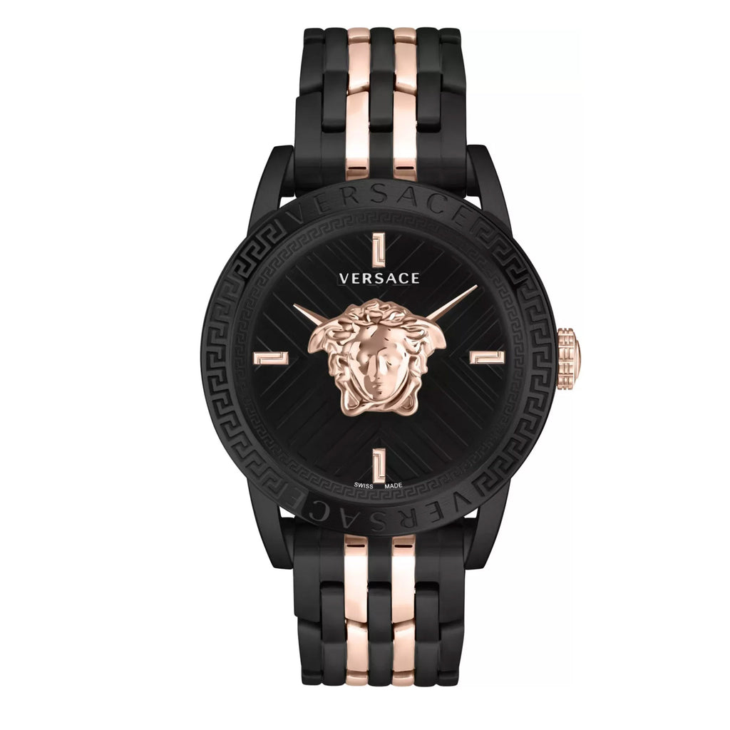 Versace V-Code Quartz Men's Black Rose Gold Watch