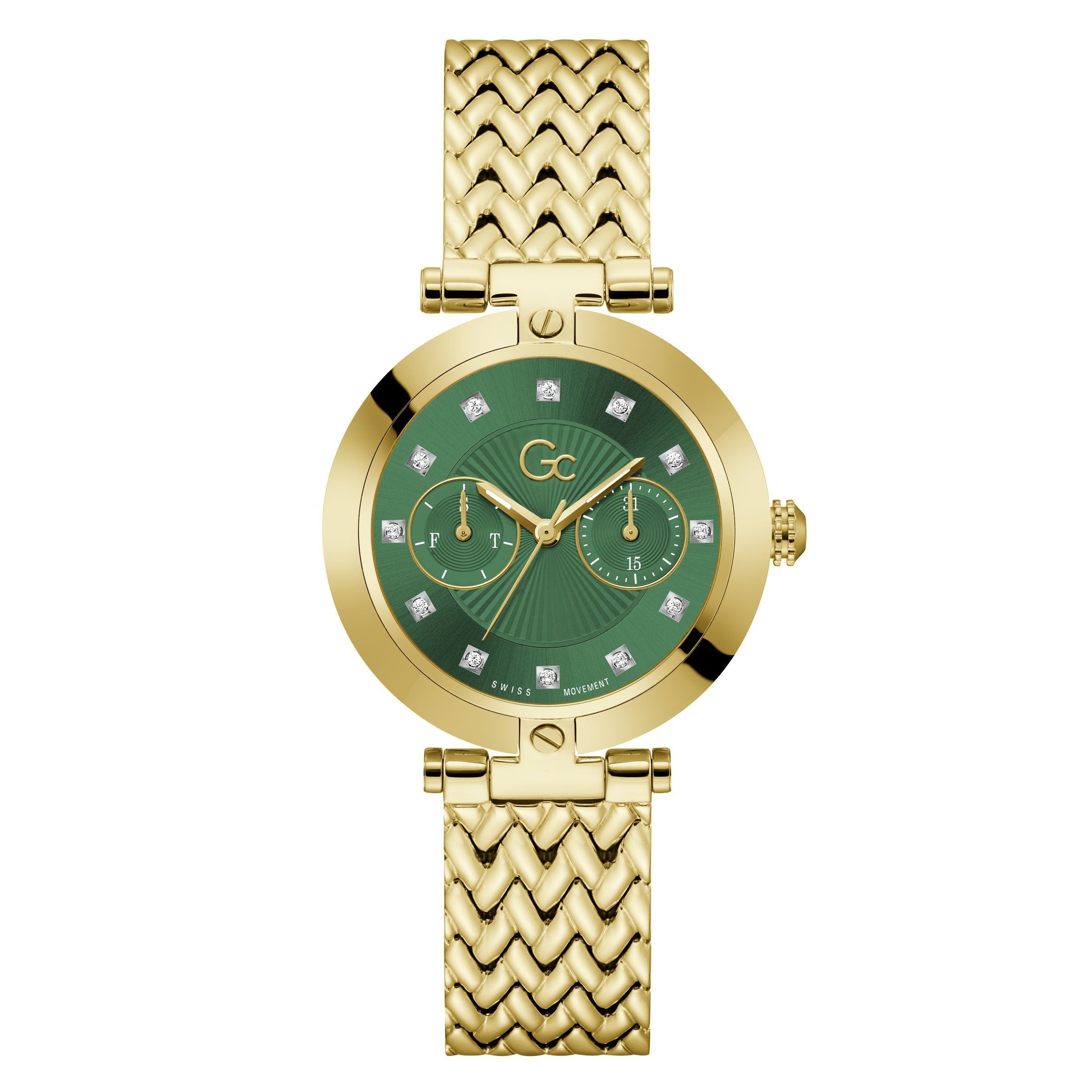 Gc Vogue Ladies Green Gold Watch