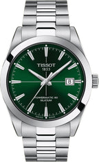 Tissot Gentleman Powermatic 80 Silicium Green Dial Silver Steel Strap Watch For Men - T127.407.11.091.01