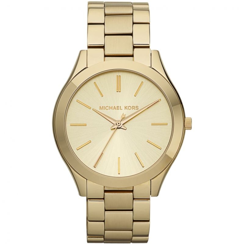 Michael Kors Ladies Slim Runway Gold Watch