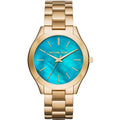 Michael Kors Ladies Slim Runway Gold Ocean Blue Watch
