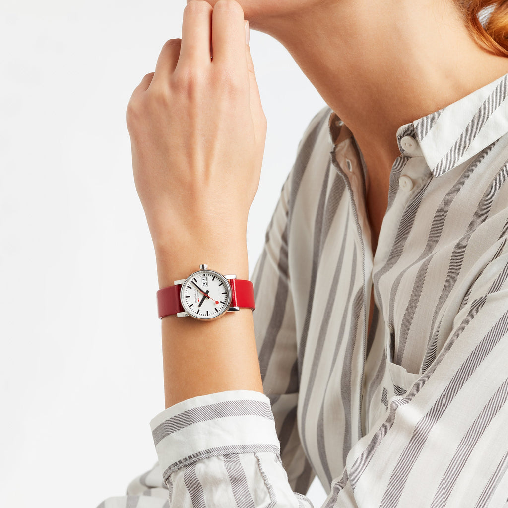 Mondaine Evo2 Ladies White Red Watch