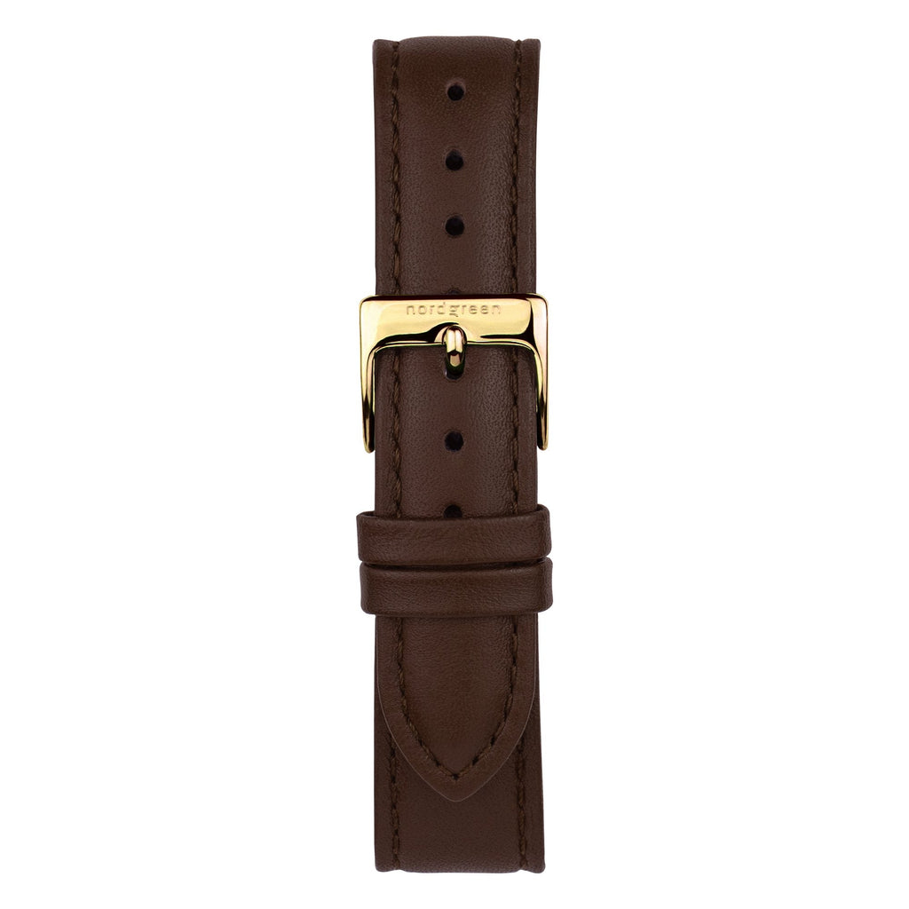 Nordgreen Native Dark Brown Leather 40mm Gold Case Watch