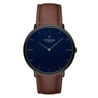 Nordgreen Native Dark Brown Leather 40mm Gun Metal Case Watch