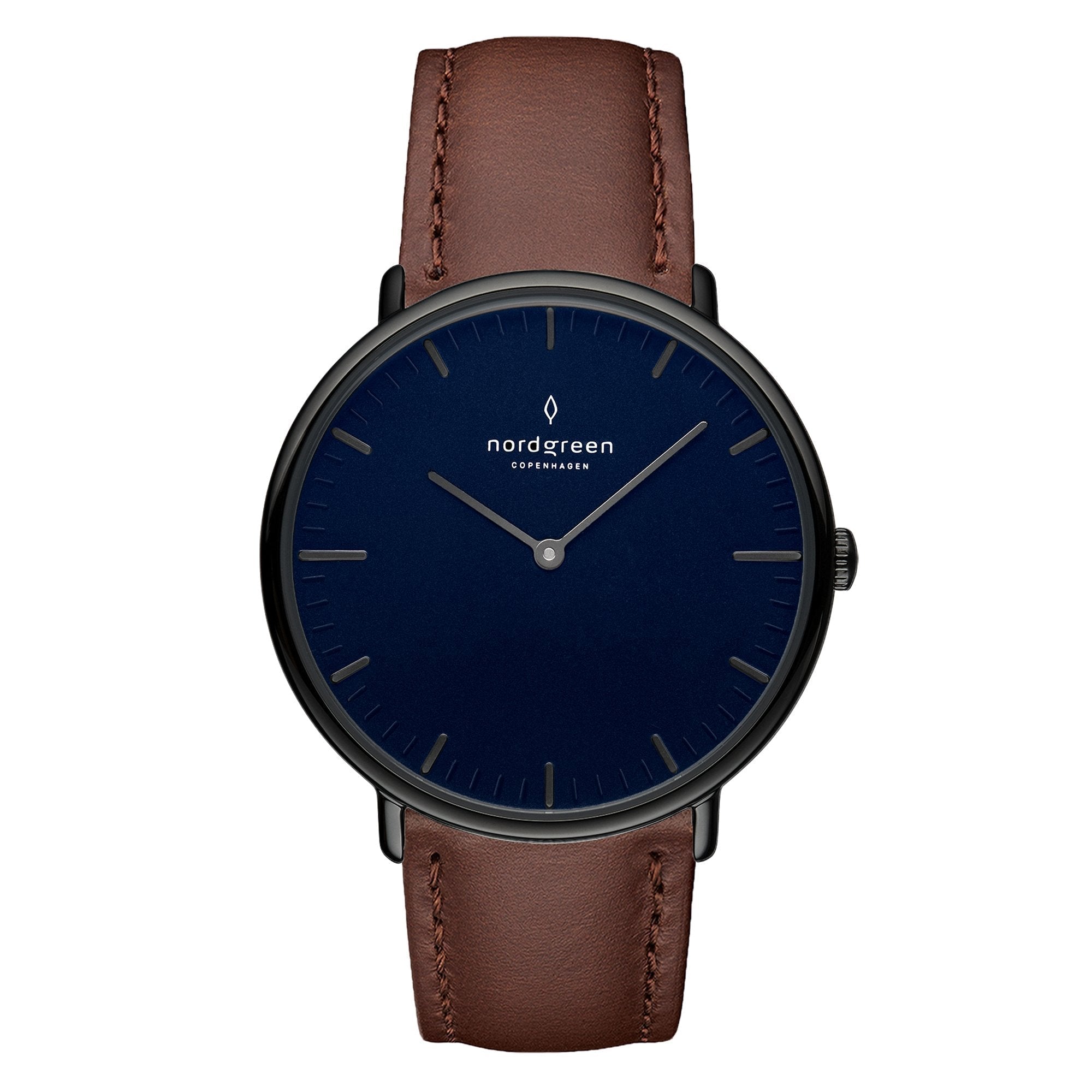 Nordgreen Native Dark Brown Leather 40mm Gun Metal Case Watch
