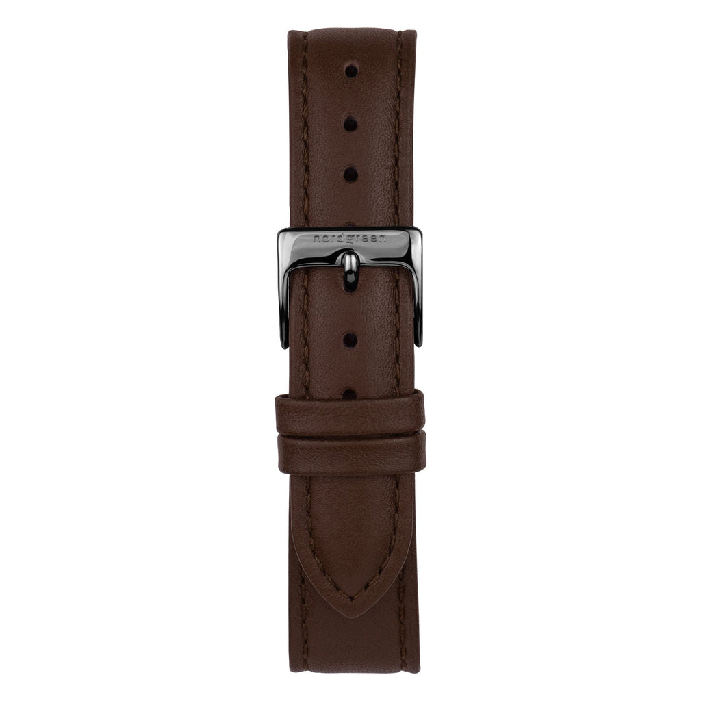 Nordgreen Native Dark Brown Leather 40mm Gun Metal Case Watch