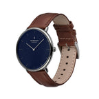 Nordgreen Native Dark Brown Leather 40mm Gun Metal Case Watch