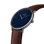 Nordgreen Native Dark Brown Leather 40mm Gun Metal Case Watch