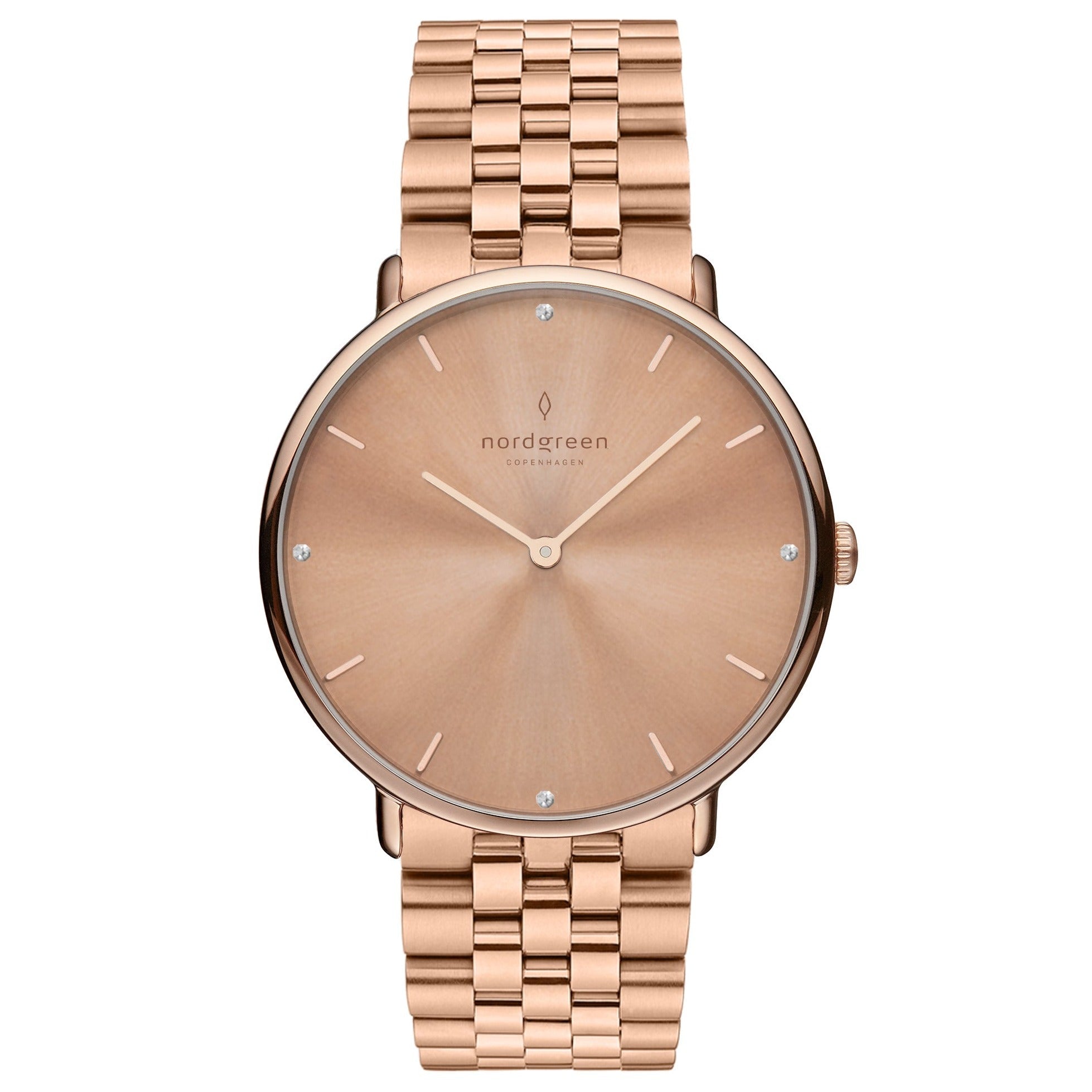 Nordgreen Native Rose Gold Stainless Steel 32mm Rose Gold Case Watch