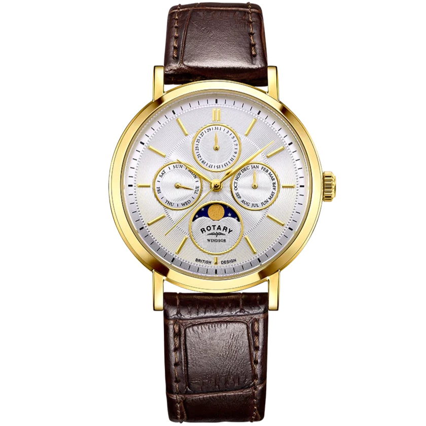 Rotary Windsor Moon-Phase  Men's Brown Watch