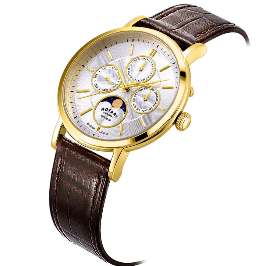 Rotary Windsor Moon-Phase  Men's Brown Watch