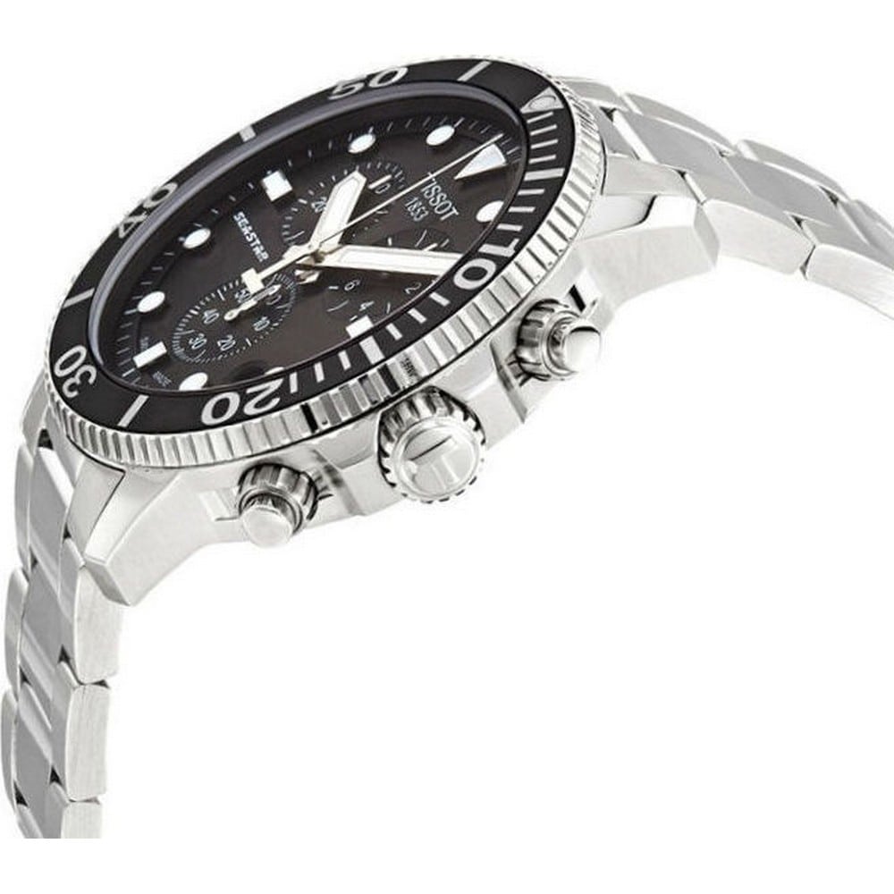 Tissot Seastar 1000 Chronograph Black Dial Silver Steel Strap Watch For Men - T120.417.11.051.00