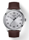 Tissot T-Sport Gent XL Silver Dial Brown Leather Strap Watch for Men - T116.410.16.037.00