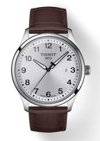 Tissot T-Sport Gent XL Silver Dial Brown Leather Strap Watch for Men - T116.410.16.037.00