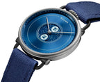 Baume & Mercier Baume Stainless Steel Blue Dial Blue Cotton Strap Moonphase Quartz Mens Watch M0A10637