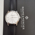 Baume & Mercier Classima Automatic White Dial Black Leather Strap Date Mens Watch MOA10332