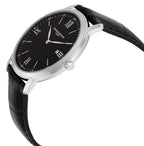 Baume & Mercier Classima Stainless Steel Black Dial Black Leather Strap Date Quartz Mens Watch MOA10098