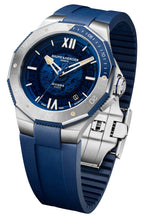 Baume & Mercier Riviera Automatic Stainless Steel Blue Dial Blue Rubber Strap Date Divers Mens Watch M0A10716