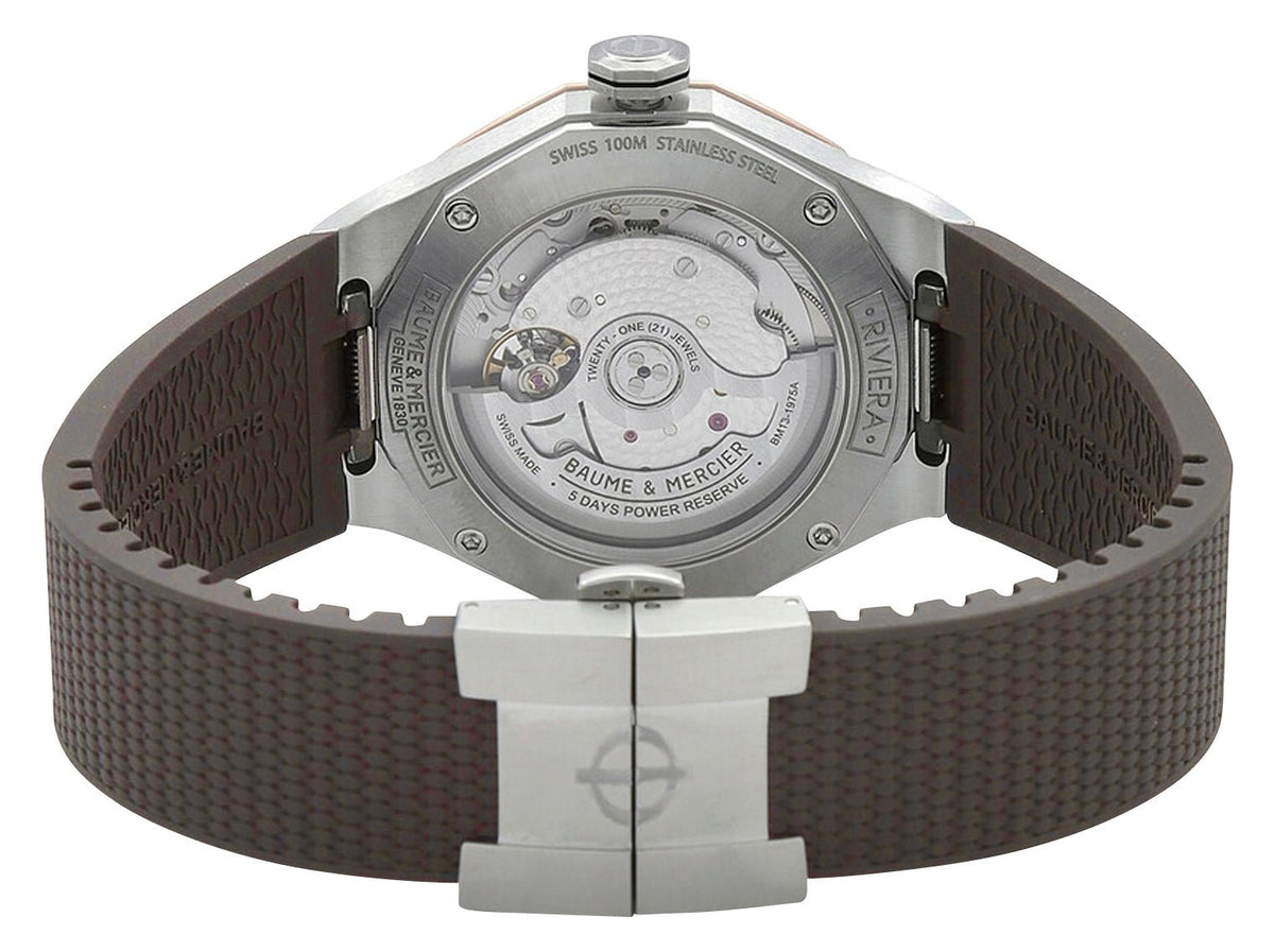 Baume & Mercier Riviera Automatic Stainless Steel & Titanium Gray Dial Gray Rubber Strap Date Unisex Watch M0A10720