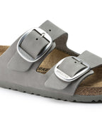 Arizona Big Buckle Dove Grey Nubuck Leather Sandals