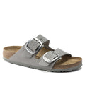 Arizona Big Buckle Dove Grey Nubuck Leather Sandals