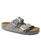 Arizona Big Buckle Dove Grey Nubuck Leather Sandals