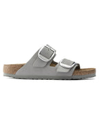 Arizona Big Buckle Dove Grey Nubuck Leather Sandals