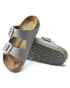 Arizona Big Buckle Dove Grey Nubuck Leather Sandals