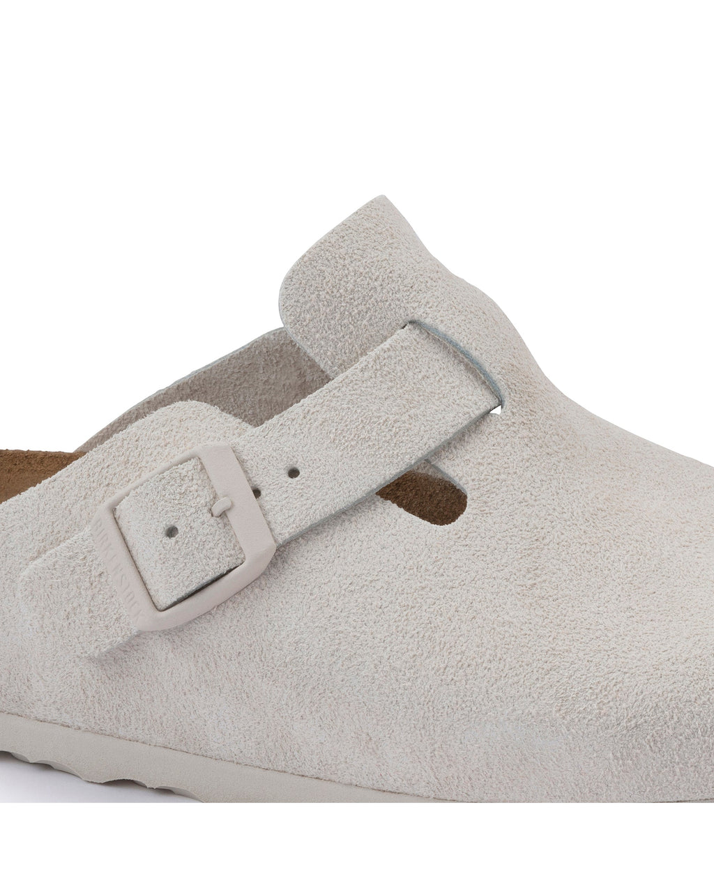 Boston Antique White Suede Leather Clogs