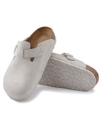 Boston Antique White Suede Leather Clogs