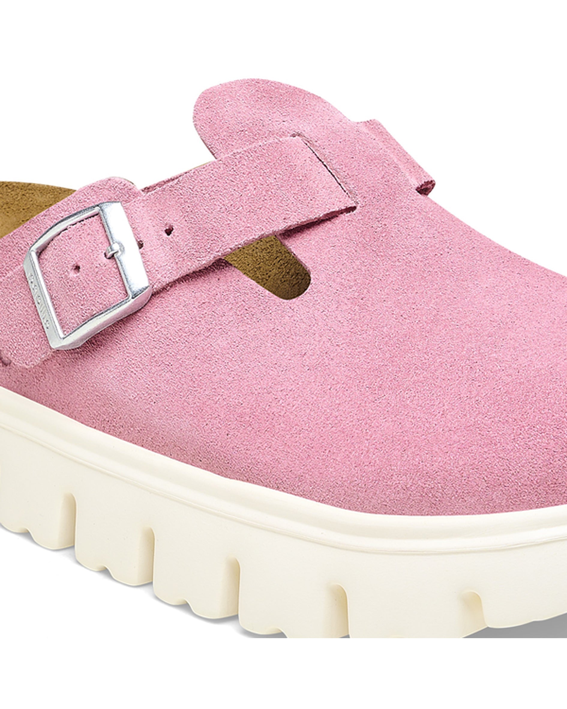 Boston Chunky Candy Pink Suede Leather Clogs