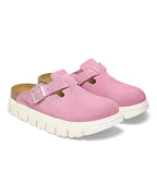 Boston Chunky Candy Pink Suede Leather Clogs