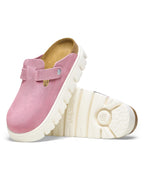 Boston Chunky Candy Pink Suede Leather Clogs