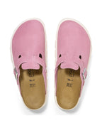 Boston Chunky Candy Pink Suede Leather Clogs